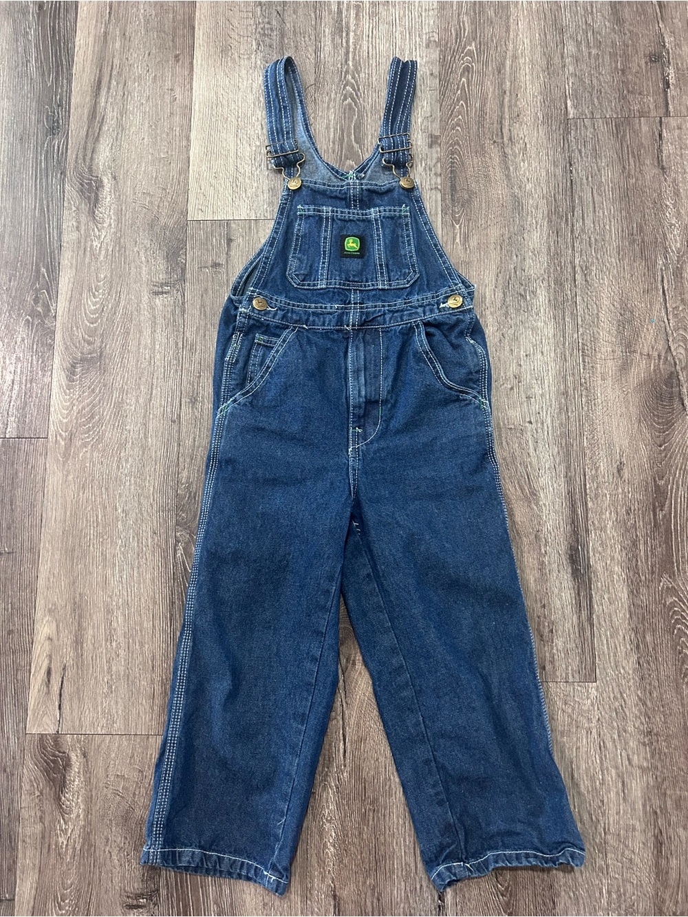 John Deere Blue Denim Kids Overalls with Logo Patch Size 5